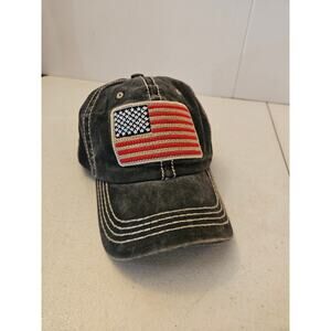 USA Cotton Distressed Vibe Baseball Cap with American Flag Patch
